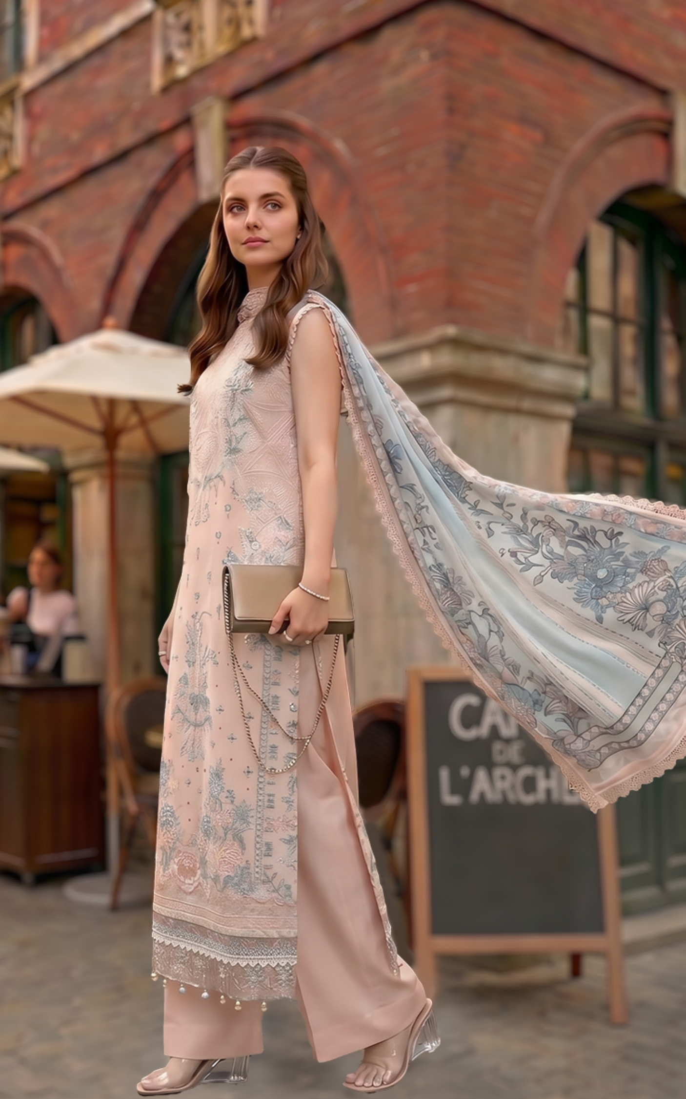 Asifa and Nabeel | Summer Lawn 26 | Peach Garden (SL26-05) - by Libasekhas UK - Registered Vendor of : Asifa and Nabeel - 100% Original Designer Dress