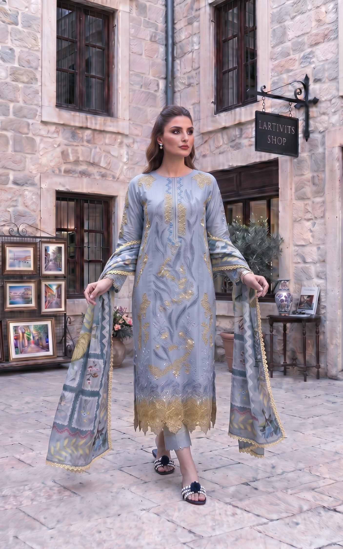Asifa and Nabeel | Summer Lawn 26 | Ash Elegance (SL26-07) - by Libasekhas UK - Registered Vendor of : Asifa and Nabeel - 100% Original Designer Dress