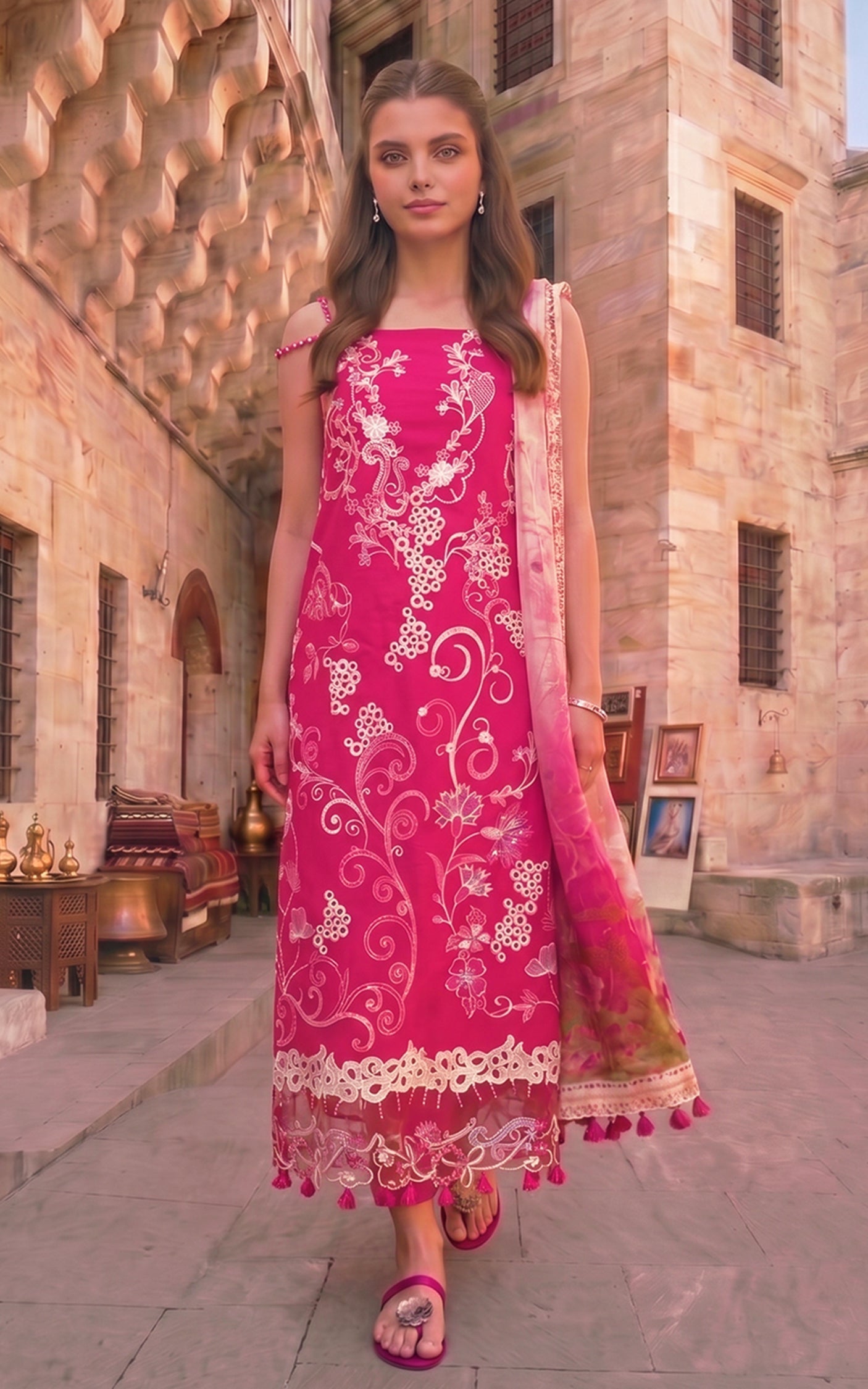 Asifa and Nabeel | Summer Lawn 26 | Fuchsia Allure (SL26-09) - by Libasekhas UK - Registered Vendor of : Asifa and Nabeel - 100% Original Designer Dress