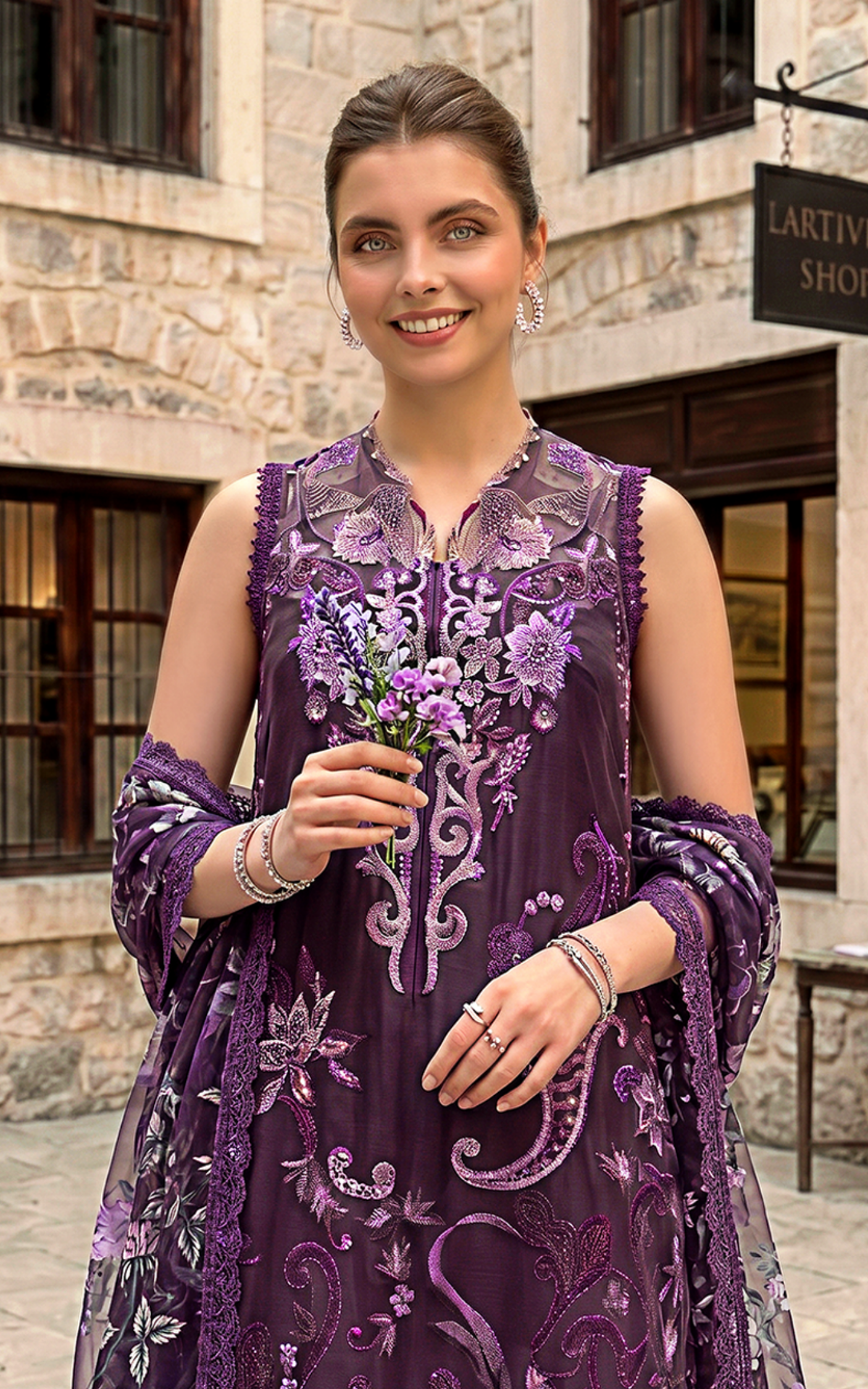 Asifa and Nabeel | Summer Lawn 26 | Plum Royale (SL26-10) - by Libasekhas UK - Registered Vendor of : Asifa and Nabeel - 100% Original Designer Dress