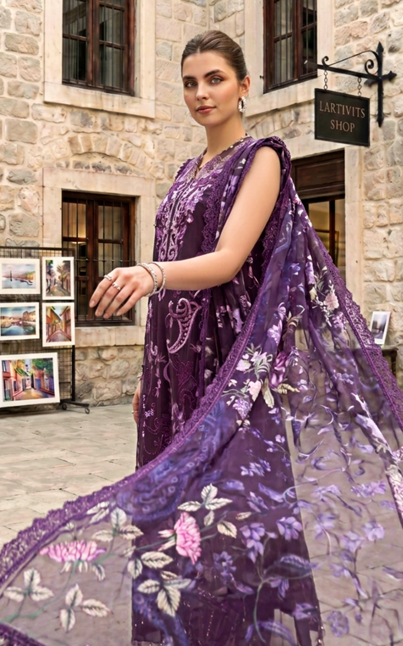 Asifa and Nabeel | Summer Lawn 26 | Plum Royale (SL26-10) - by Libasekhas UK - Registered Vendor of : Asifa and Nabeel - 100% Original Designer Dress