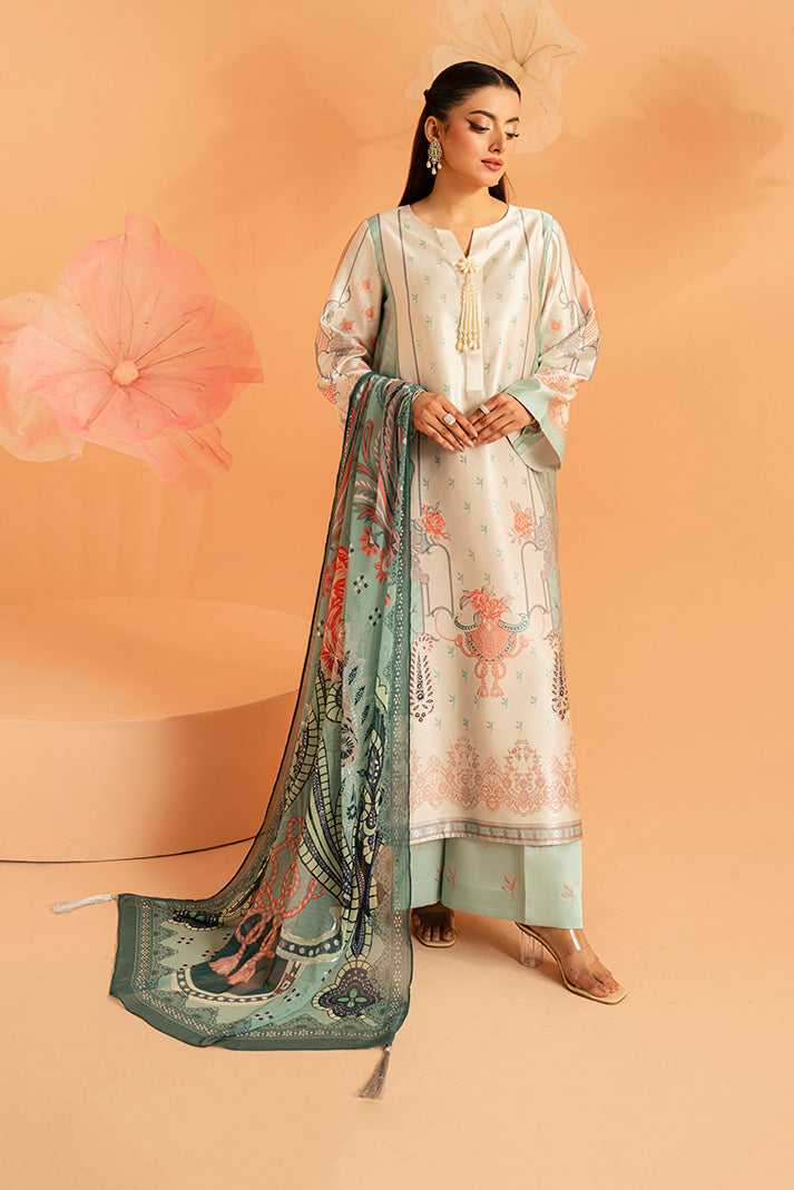Imrozia Premium | Amelia Printed Silk | SP-149 Celeste Bloom - by Libasekhas UK - Registered Vendor of : Imrozia Premium - 100% Original Designer Dress