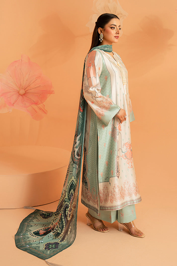 Imrozia Premium | Amelia Printed Silk | SP-149 Celeste Bloom - by Libasekhas UK - Registered Vendor of : Imrozia Premium - 100% Original Designer Dress