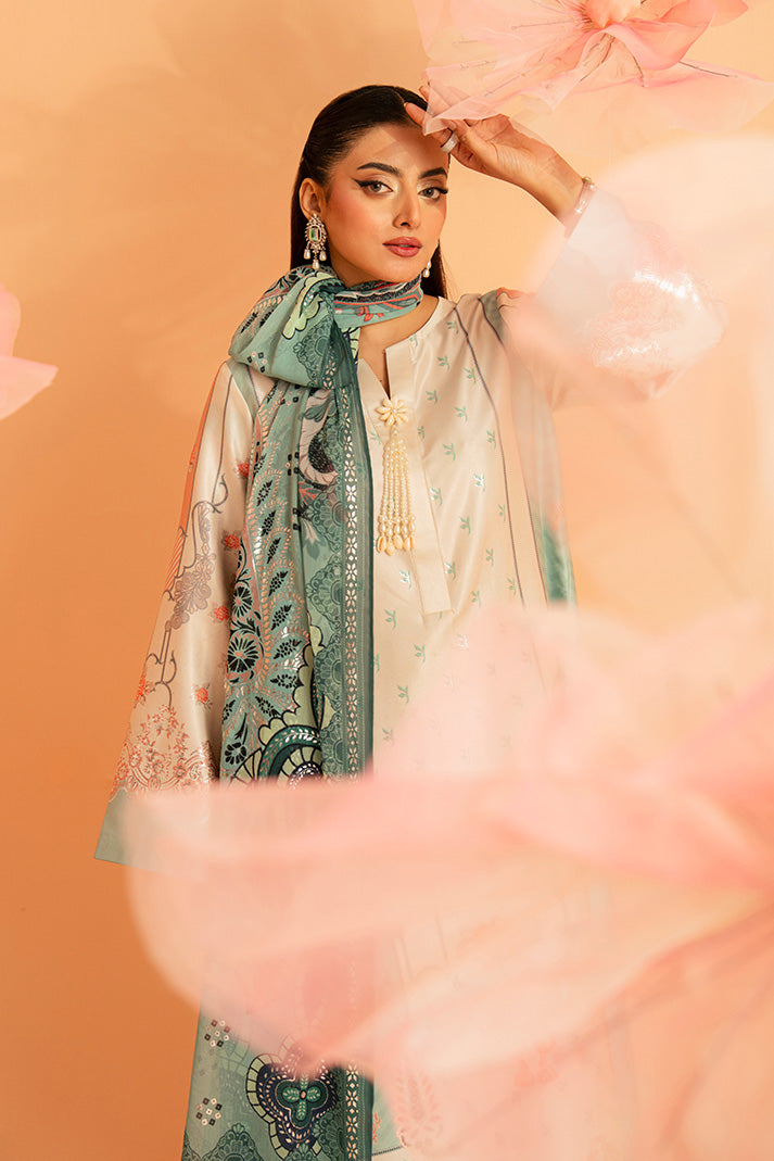 Imrozia Premium | Amelia Printed Silk | SP-149 Celeste Bloom - by Libasekhas UK - Registered Vendor of : Imrozia Premium - 100% Original Designer Dress