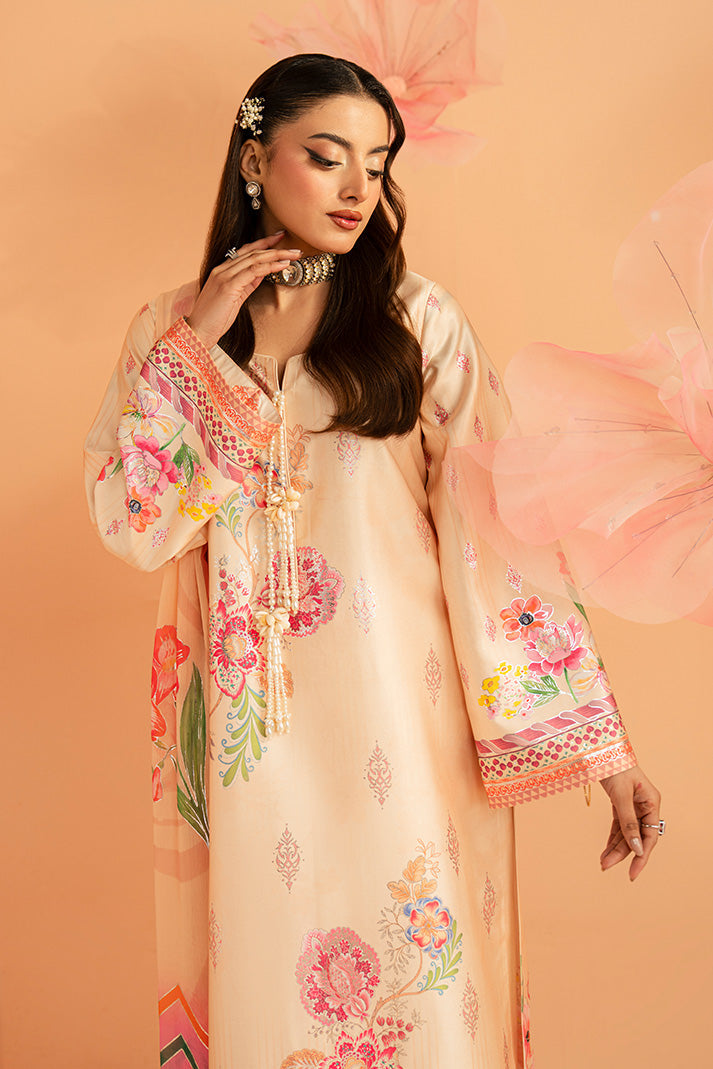 Imrozia Premium | Amelia Printed Silk | SP-152 Peach Etoile - by Libasekhas UK - Registered Vendor of : Imrozia Premium - 100% Original Designer Dress
