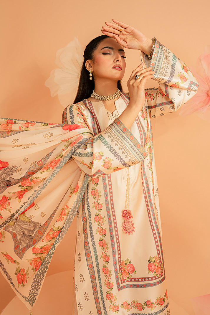Imrozia Premium | Amelia Printed Silk | SP-154 Rose Charm - by Libasekhas UK - Registered Vendor of : Imrozia Premium - 100% Original Designer Dress
