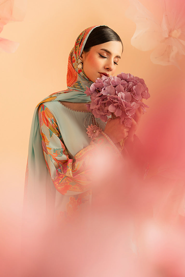 Imrozia Premium | Amelia Printed Silk | SP-155 Mint Mirage - by Libasekhas UK - Registered Vendor of : Imrozia Premium - 100% Original Designer Dress