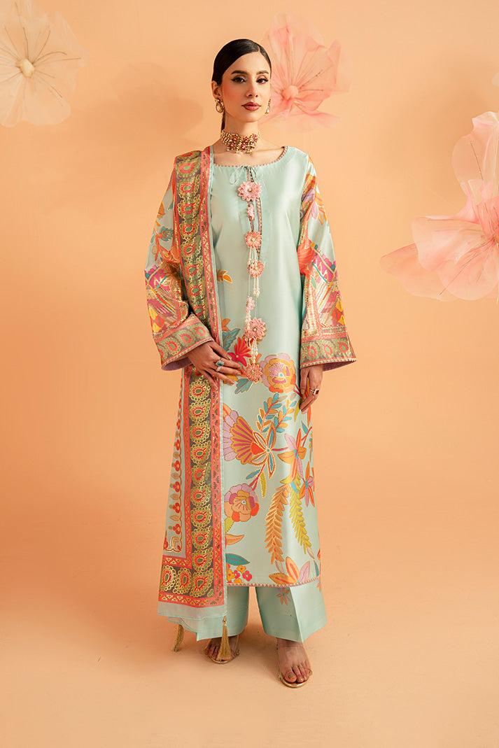 Imrozia Premium | Amelia Printed Silk | SP-155 Mint Mirage - by Libasekhas UK - Registered Vendor of : Imrozia Premium - 100% Original Designer Dress