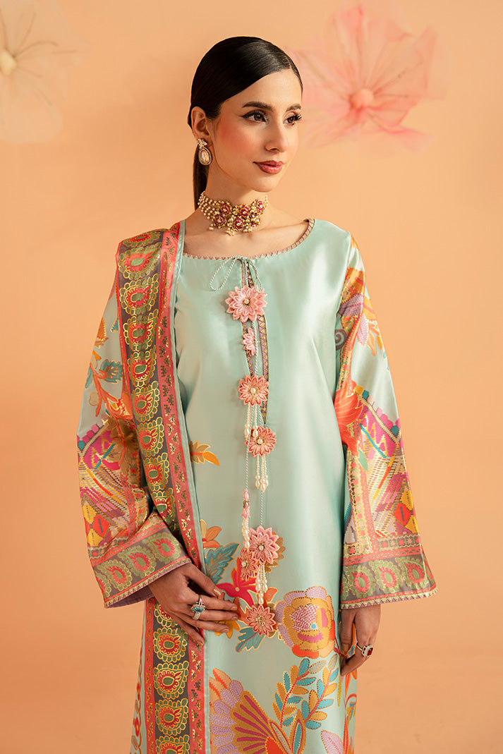 Imrozia Premium | Amelia Printed Silk | SP-155 Mint Mirage - by Libasekhas UK - Registered Vendor of : Imrozia Premium - 100% Original Designer Dress