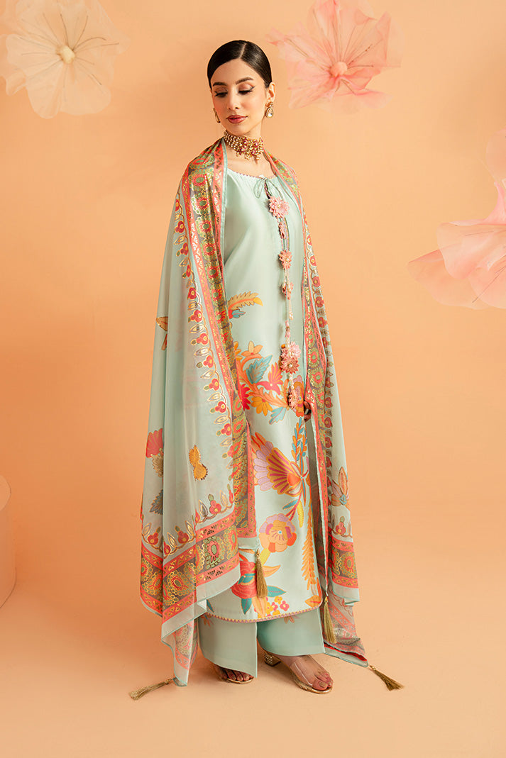 Imrozia Premium | Amelia Printed Silk | SP-155 Mint Mirage - by Libasekhas UK - Registered Vendor of : Imrozia Premium - 100% Original Designer Dress