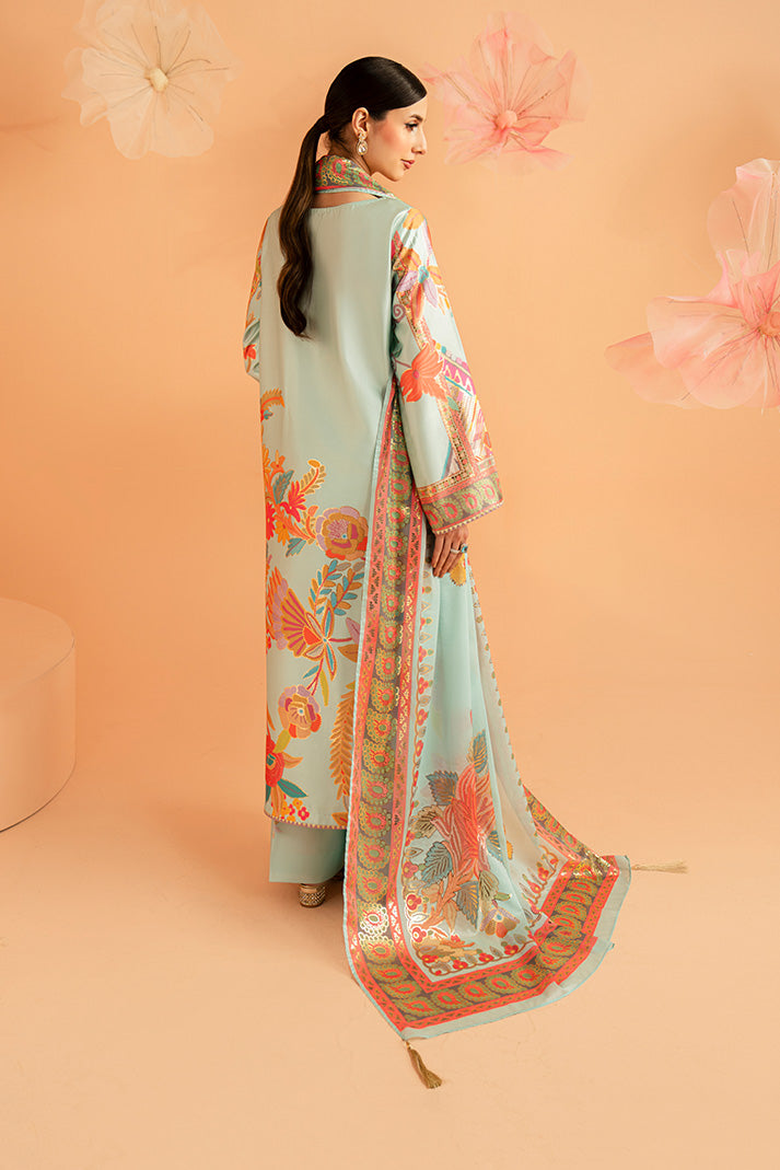 Imrozia Premium | Amelia Printed Silk | SP-155 Mint Mirage - by Libasekhas UK - Registered Vendor of : Imrozia Premium - 100% Original Designer Dress