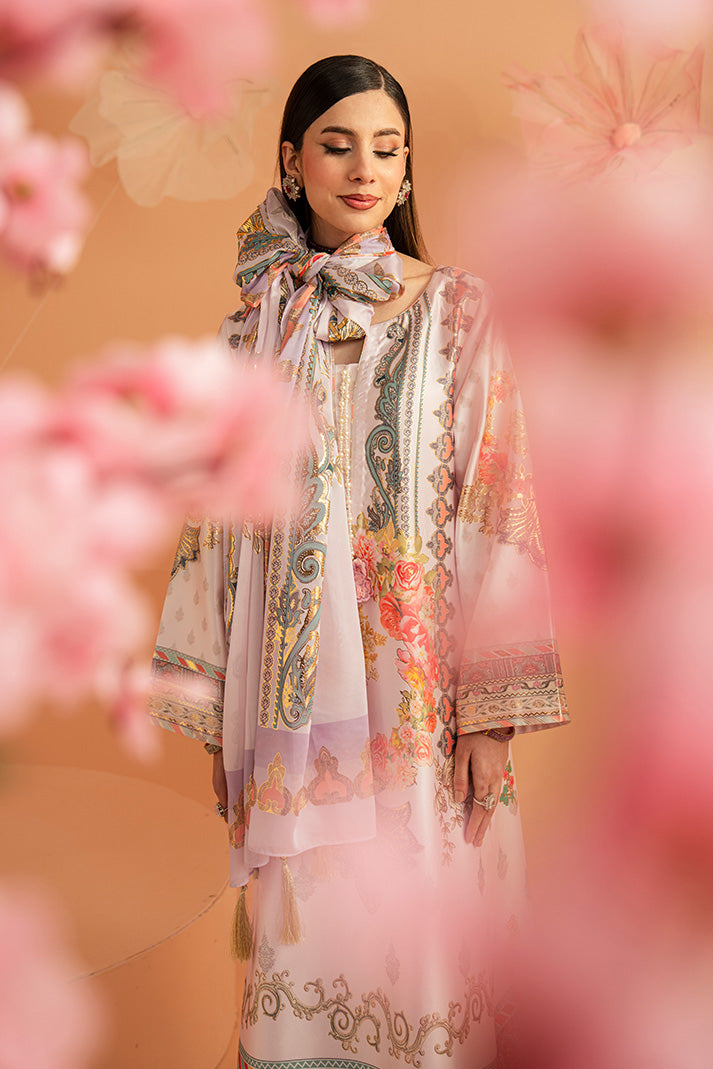 Imrozia Premium | Amelia Printed Silk | SP-157 Lilac Opulence - by Libasekhas UK - Registered Vendor of : Imrozia Premium - 100% Original Designer Dress
