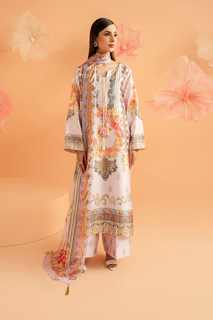 Imrozia Premium | Amelia Printed Silk | SP-157 Lilac Opulence - by Libasekhas UK - Registered Vendor of : Imrozia Premium - 100% Original Designer Dress