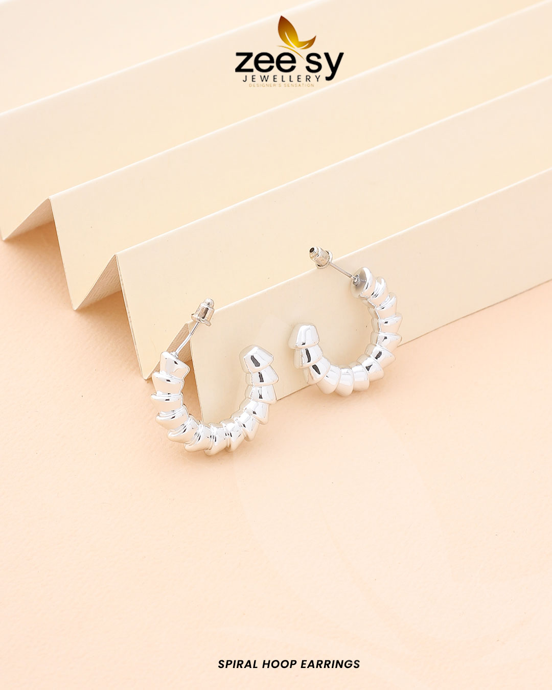 Spiral Hoop Earrings - by - Libasekhas UK - Registered Vendor of : Zeesy - 100% Original Designer Dresss