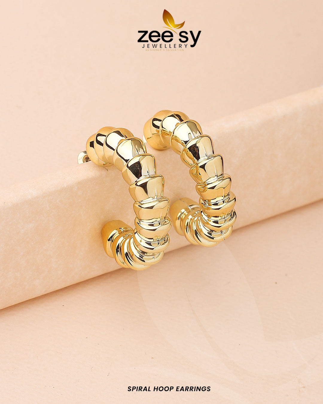 Spiral Hoop Earrings - by - Libasekhas UK - Registered Vendor of : Zeesy - 100% Original Designer Dresss