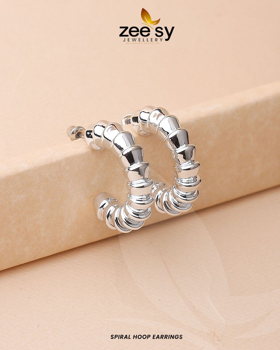 Spiral Hoop Earrings - by - Libasekhas UK - Registered Vendor of : Zeesy - 100% Original Designer Dresss