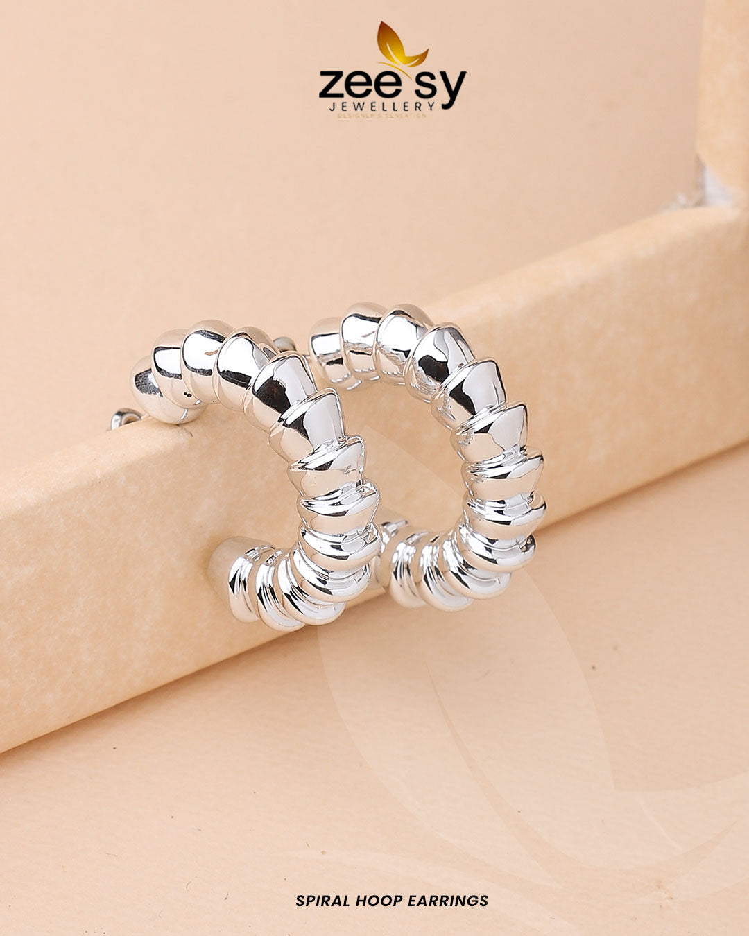Spiral Hoop Earrings - by - Libasekhas UK - Registered Vendor of : Zeesy - 100% Original Designer Dresss