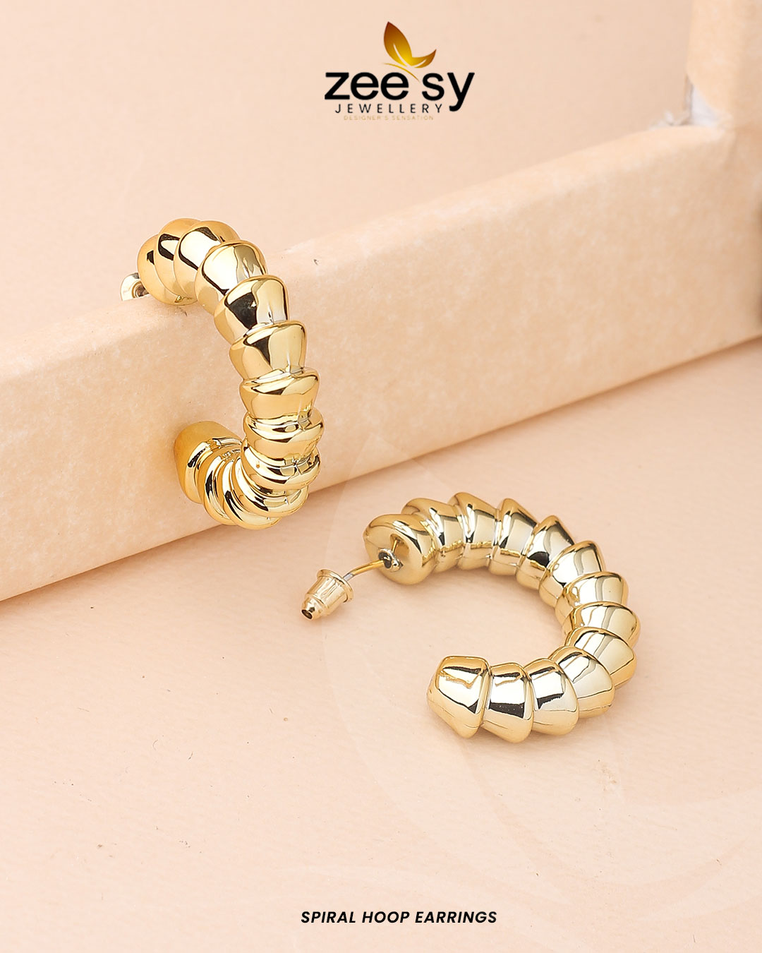Spiral Hoop Earrings - by - Libasekhas UK - Registered Vendor of : Zeesy - 100% Original Designer Dresss