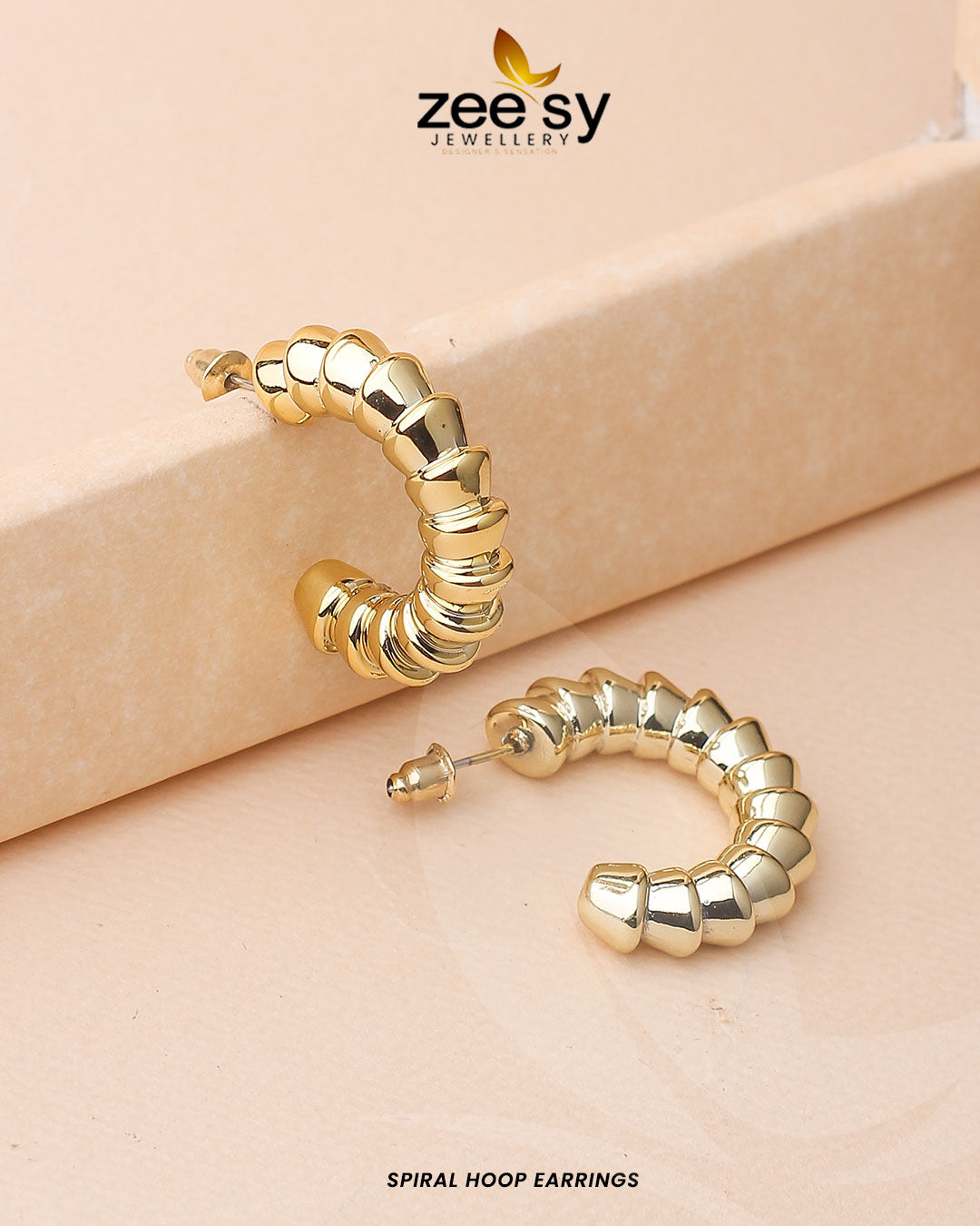 Spiral Hoop Earrings - by - Libasekhas UK - Registered Vendor of : Zeesy - 100% Original Designer Dresss