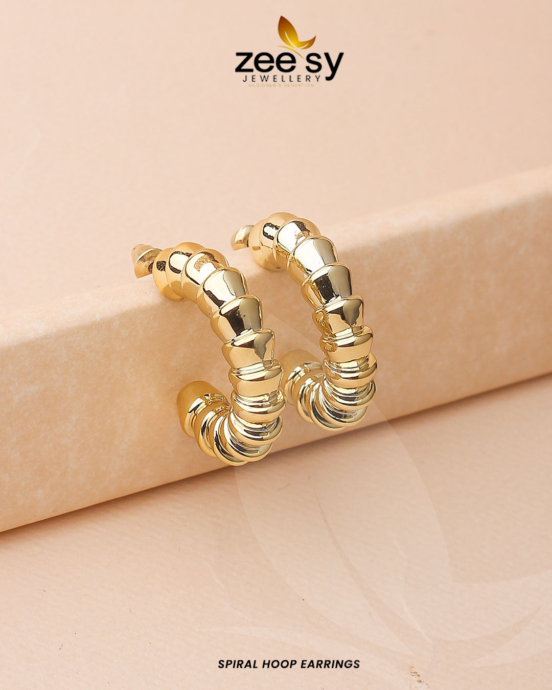 Spiral Hoop Earrings - by - Libasekhas UK - Registered Vendor of : Zeesy - 100% Original Designer Dresss