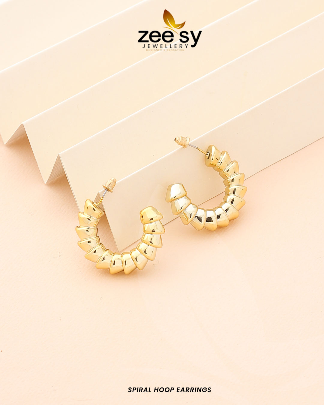 Spiral Hoop Earrings - by - Libasekhas UK - Registered Vendor of : Zeesy - 100% Original Designer Dresss