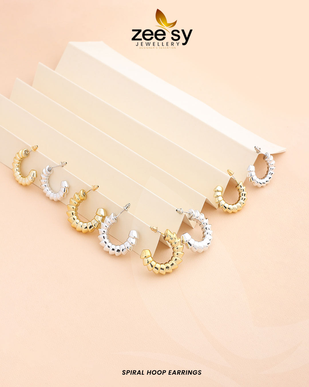 Spiral Hoop Earrings - by - Libasekhas UK - Registered Vendor of : Zeesy - 100% Original Designer Dresss