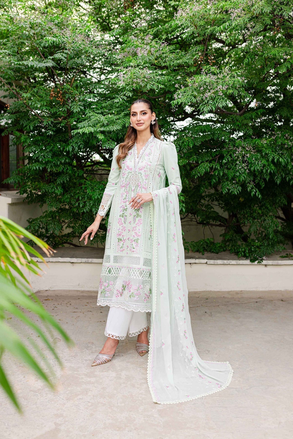 Sable Vogue | Shiree Lawn 24 | Mint Garden - by - Libasekhas UK - Registered Vendor of : Sable Vogue - 100% Original Designer Dresss