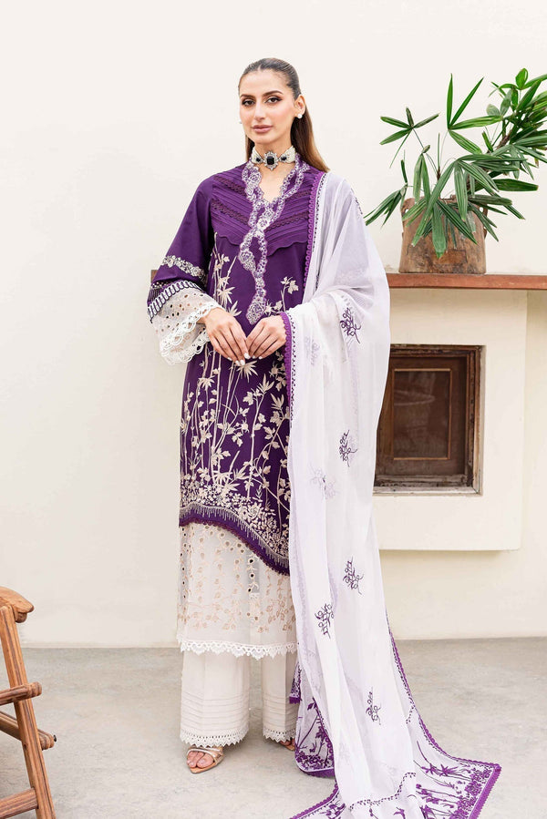 Sable Vogue | Shiree Lawn 24 | Plum Orchid - by - Libasekhas UK - Registered Vendor of : Sable Vogue - 100% Original Designer Dresss