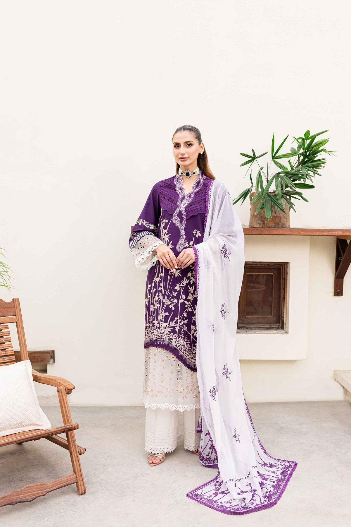 Sable Vogue | Shiree Lawn 24 | Plum Orchid - by - Libasekhas UK - Registered Vendor of : Sable Vogue - 100% Original Designer Dresss