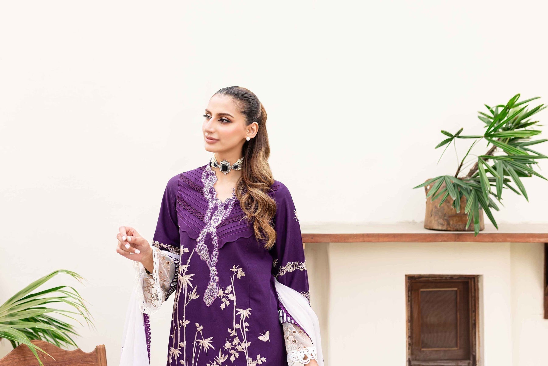 Sable Vogue | Shiree Lawn 24 | Plum Orchid - by - Libasekhas UK - Registered Vendor of : Sable Vogue - 100% Original Designer Dresss