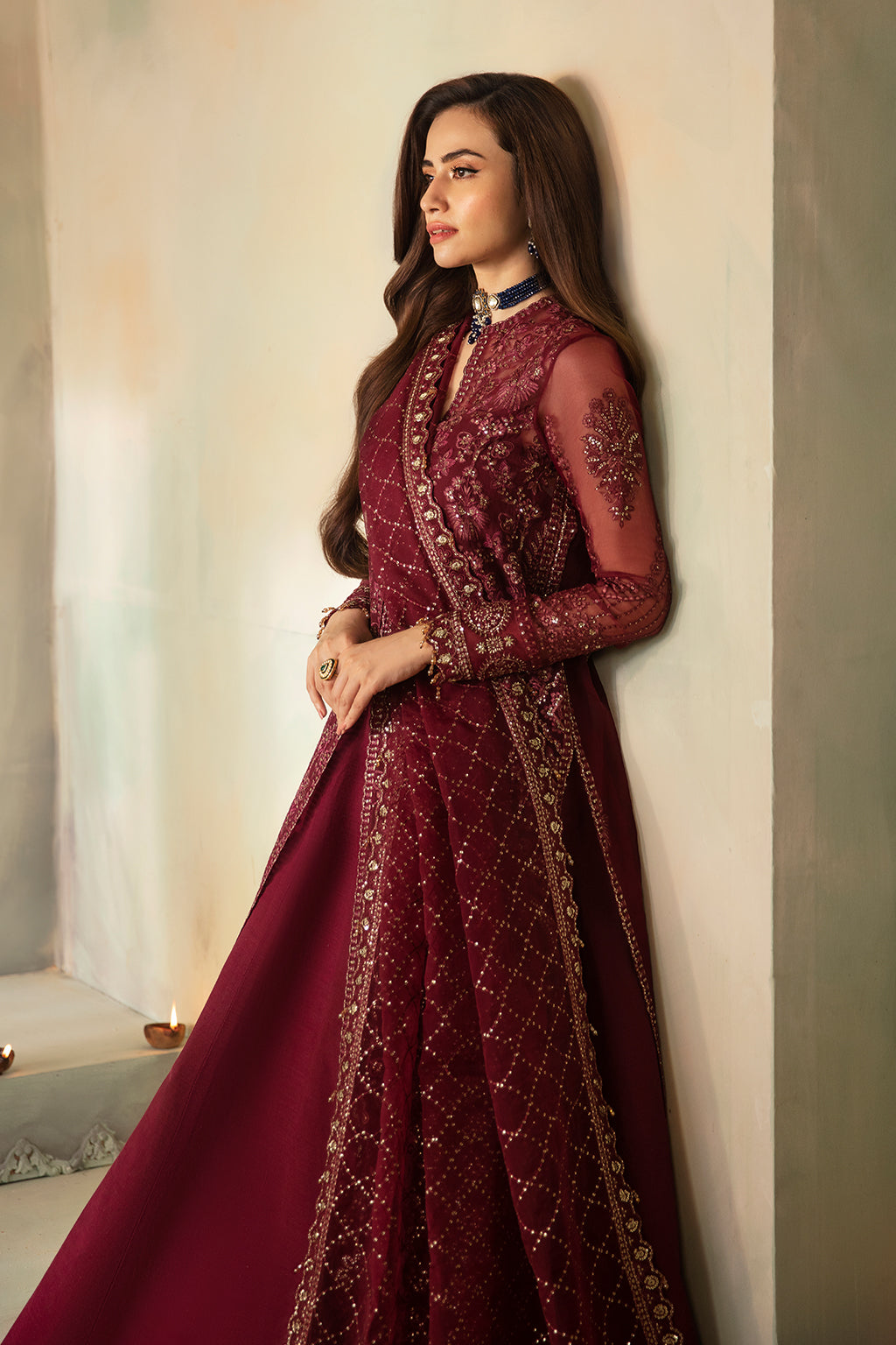 sachin and babi light blue dress TFNC modest long sleeved maxi dress with slash neck in chocolate brown  velvet main image 0