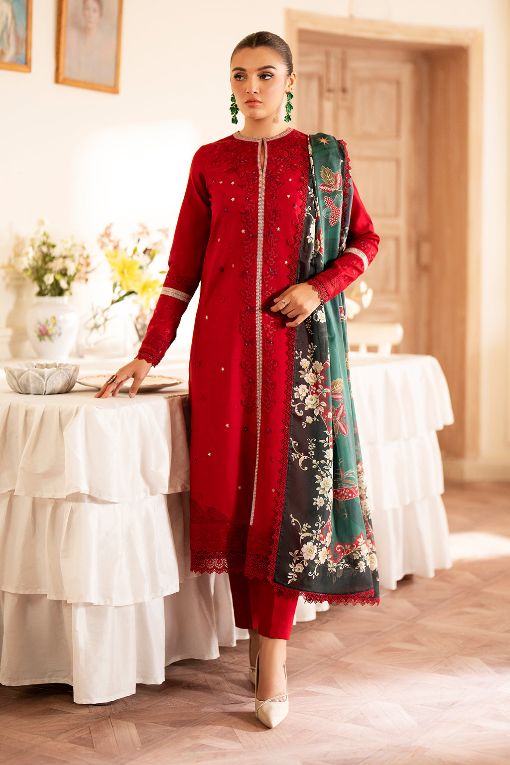 Saad Shaikh | Lumiere Winter |  D-07 Coral - by - Libasekhas UK - Registered Vendor of : Saad Shaikh - 100% Original Designer Dresss