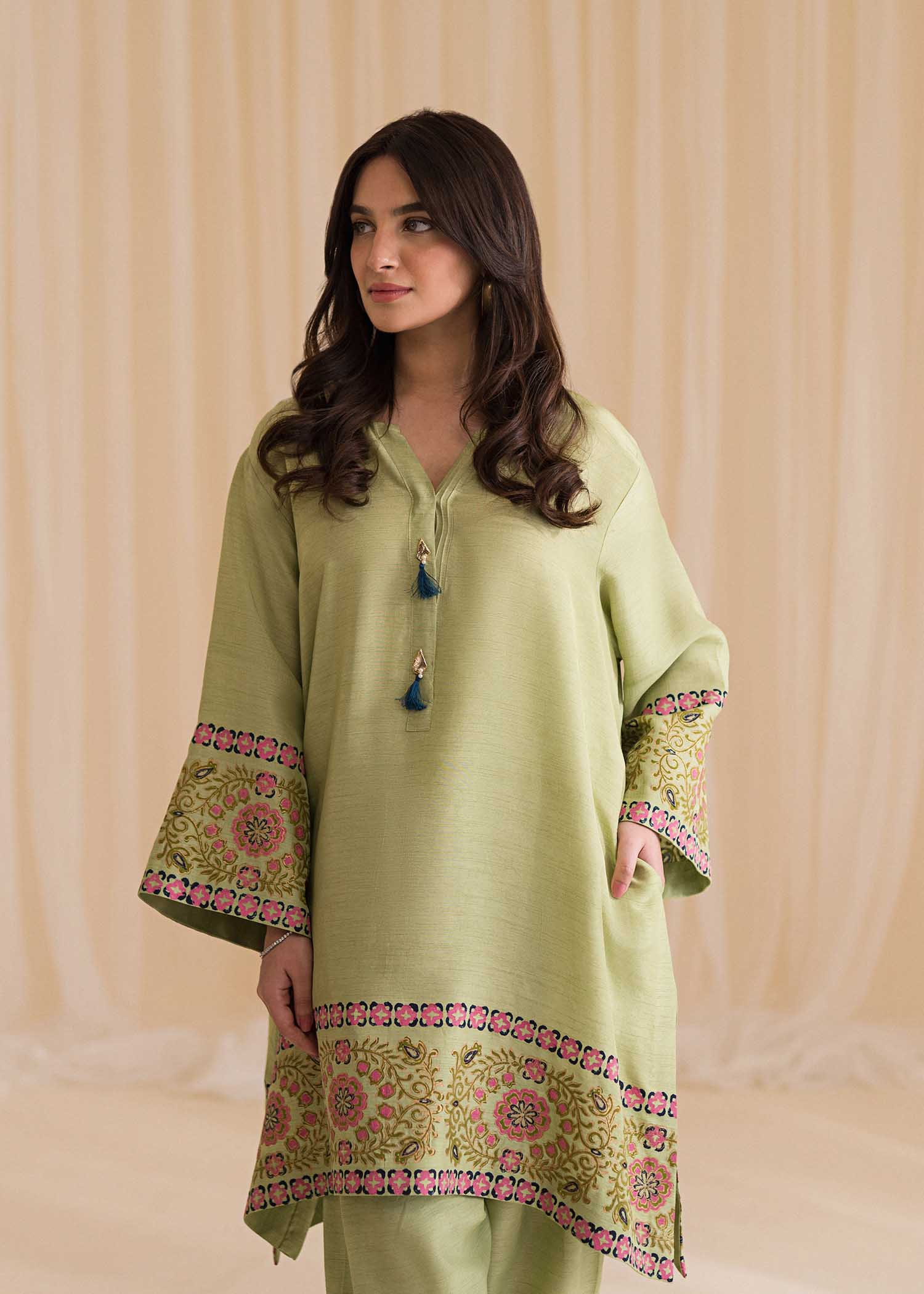 Sadaf Fawad Khan | Lyla Festive Pret | Moss - by - Libasekhas UK - Registered Vendor of : Sadaf Fawad Khan - 100% Original Designer Dresss