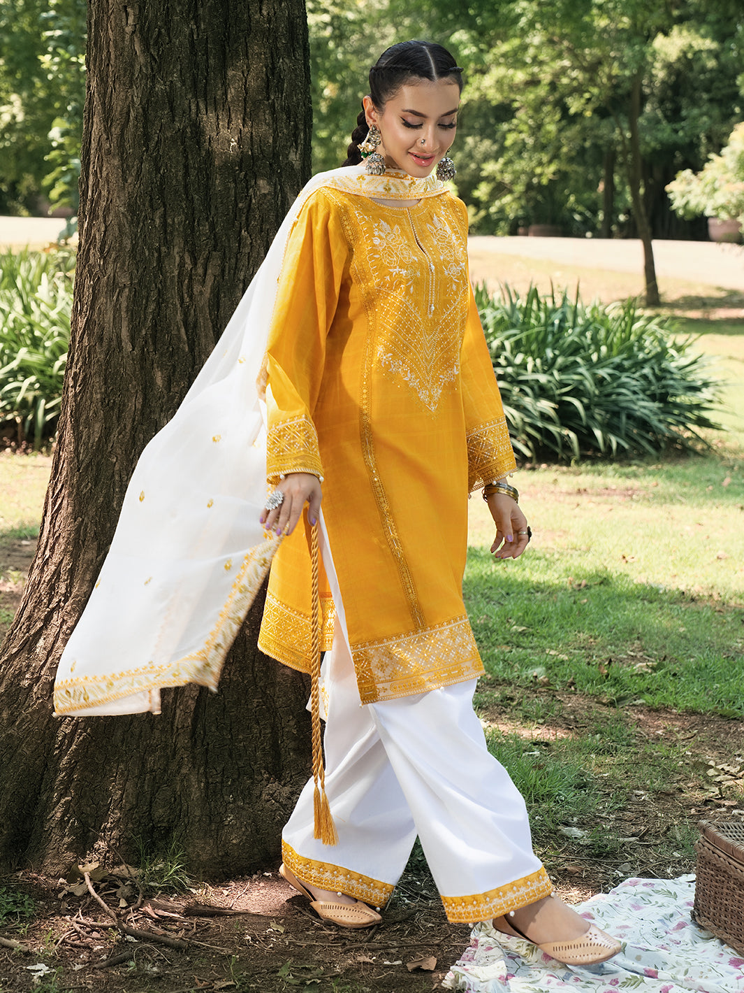Hemstitch | The Garden Lawn | Saffron Petal - by Libasekhas UK - Registered Vendor of : Hemstitch - 100% Original Designer Dress