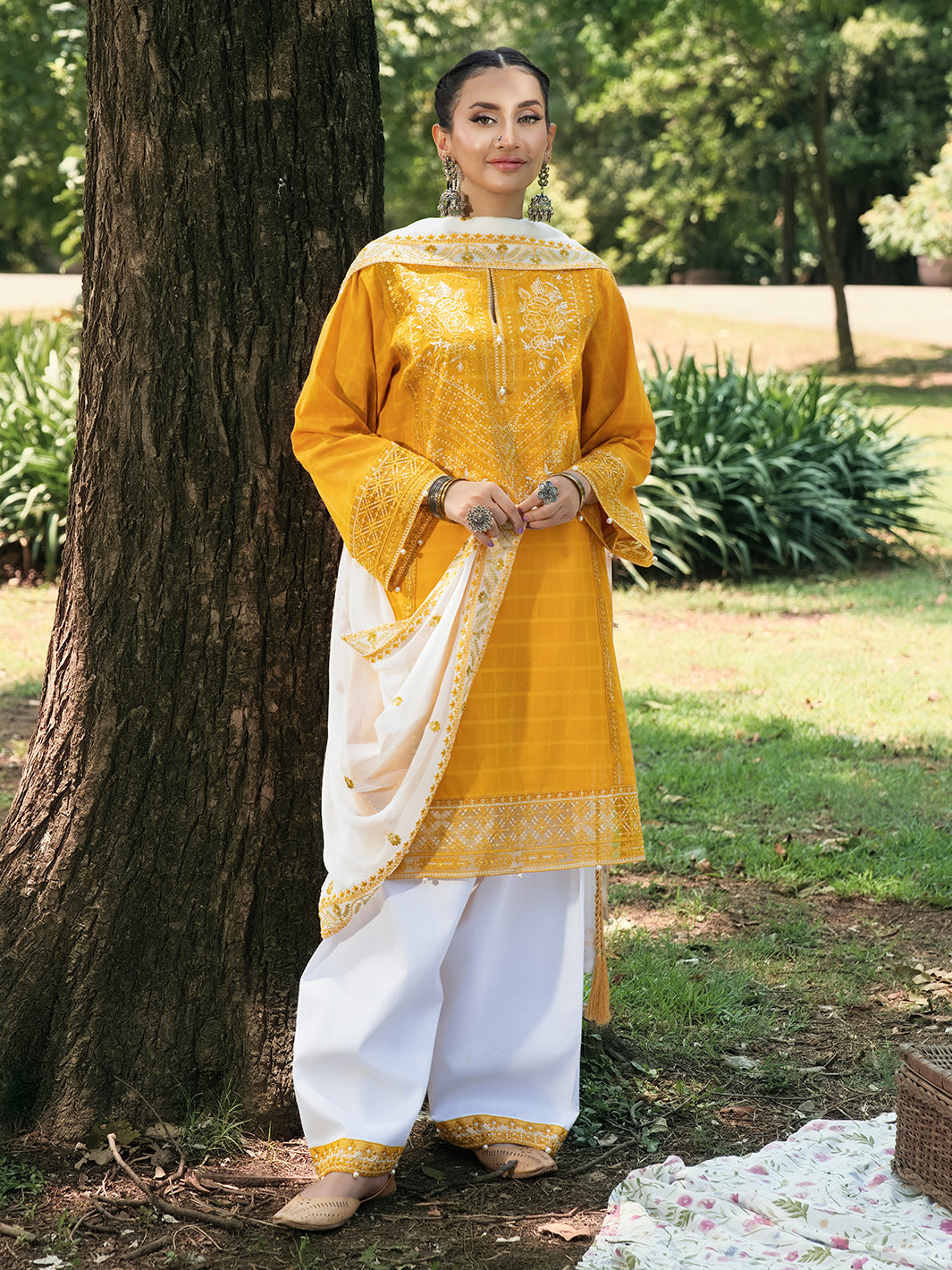 Hemstitch | The Garden Lawn | Saffron Petal - by Libasekhas UK - Registered Vendor of : Hemstitch - 100% Original Designer Dress