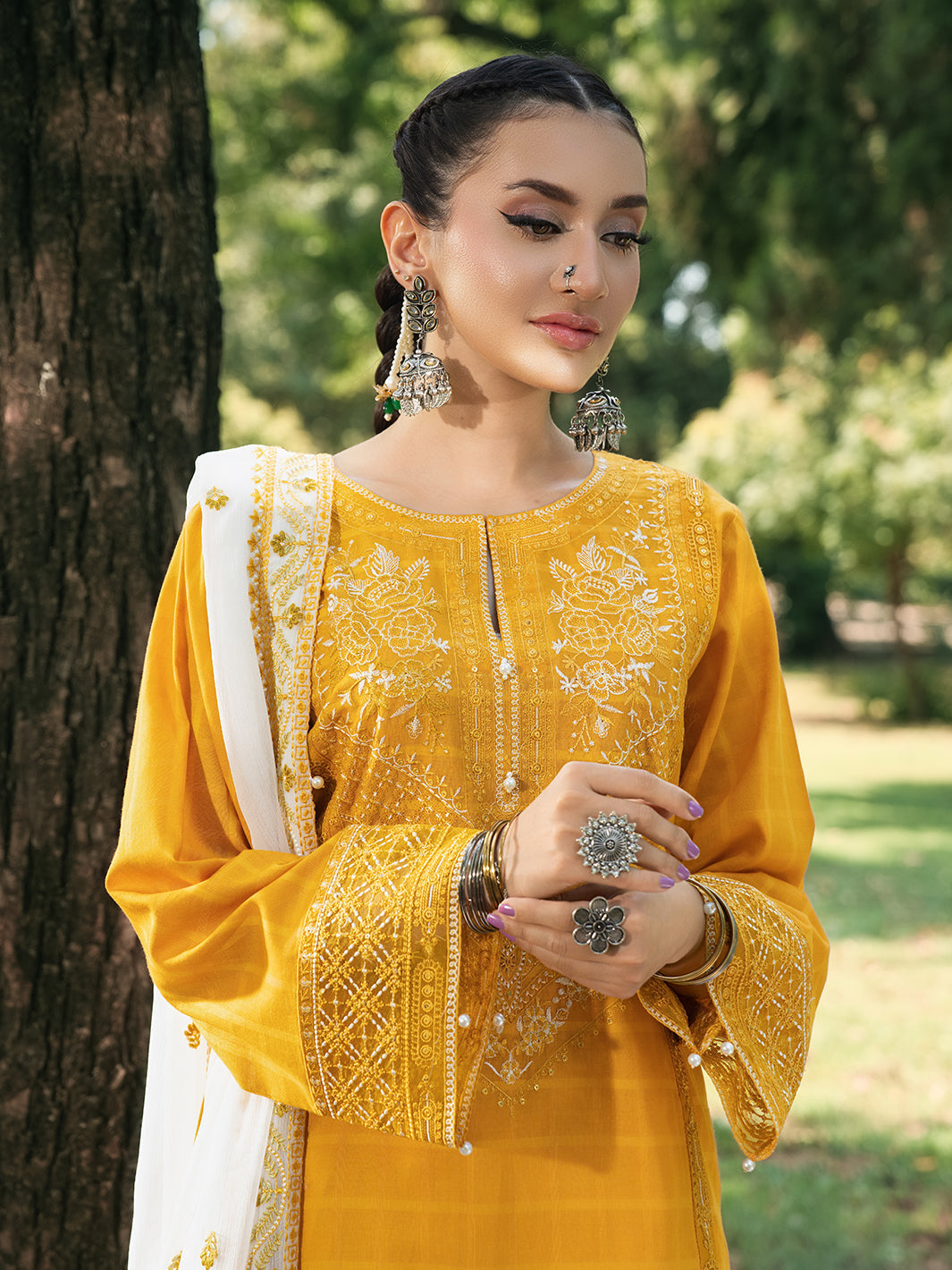 Hemstitch | The Garden Lawn | Saffron Petal - by Libasekhas UK - Registered Vendor of : Hemstitch - 100% Original Designer Dress
