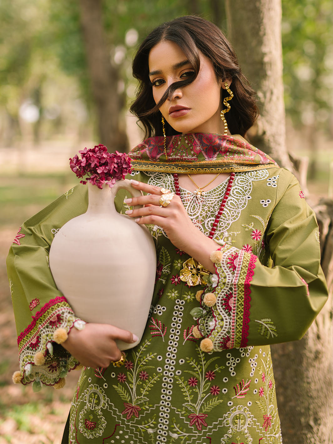 Mahnur | Dahlia Luxury Lawn 25 | Saage - by - Libasekhas UK - Registered Vendor of : Mahnur - 100% Original Designer Dresss