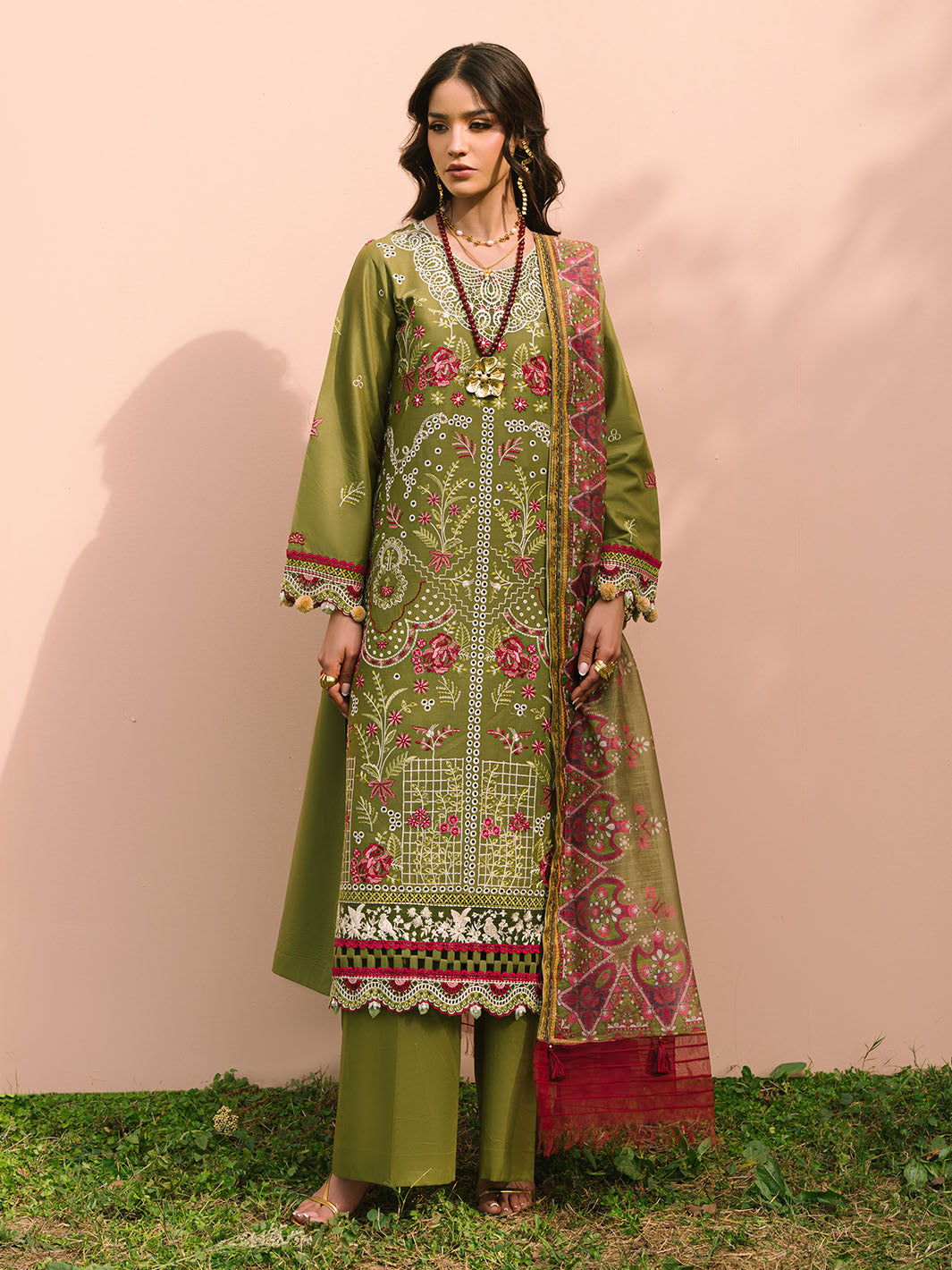 Mahnur | Dahlia Luxury Lawn 25 | Saage - by - Libasekhas UK - Registered Vendor of : Mahnur - 100% Original Designer Dresss