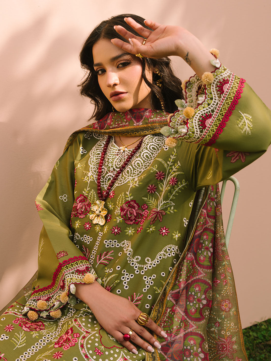 Mahnur | Dahlia Luxury Lawn 25 | Saage - by - Libasekhas UK - Registered Vendor of : Mahnur - 100% Original Designer Dresss