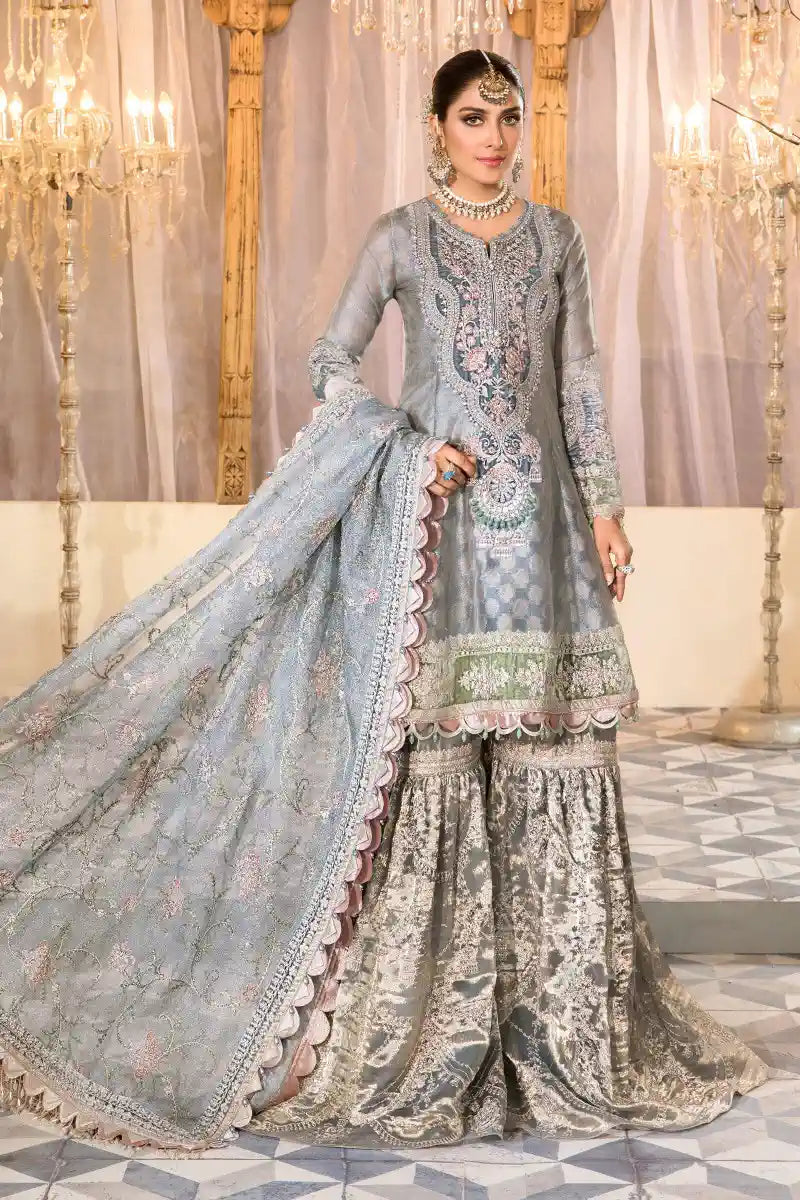 Maria B | Embroidered Collection 22 | Pearl Blue and Ash Pink (BD-2403) - by - Libasekhas UK - Registered Vendor of : Maria B - 100% Original Designer Dresss