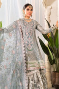 Maria B | Embroidered Collection 22 | Pearl Blue and Ash Pink (BD-2403) - by - Libasekhas UK - Registered Vendor of : Maria B - 100% Original Designer Dresss