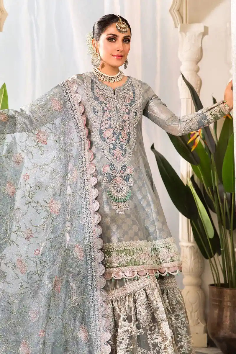 Maria B | Embroidered Collection 22 | Pearl Blue and Ash Pink (BD-2403) - by - Libasekhas UK - Registered Vendor of : Maria B - 100% Original Designer Dresss