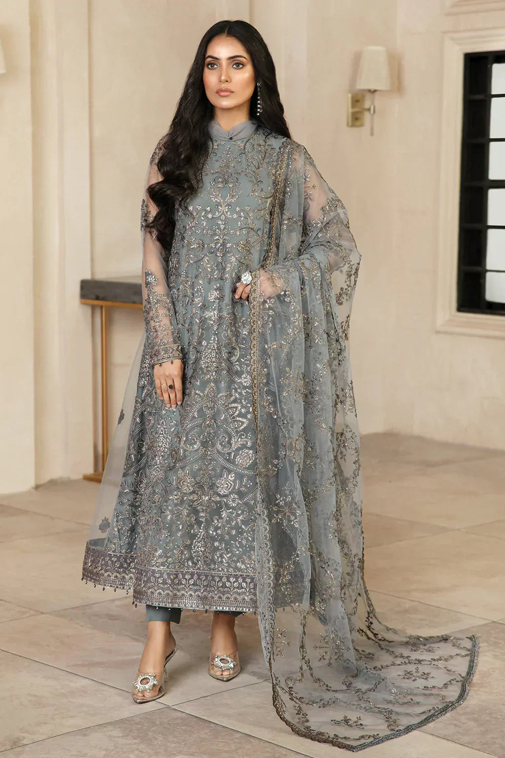 Zarif | Gulzaar Festive Chiffon 22 | Hazel - by - Libasekhas UK - Registered Vendor of : Zarif - 100% Original Designer Dresss