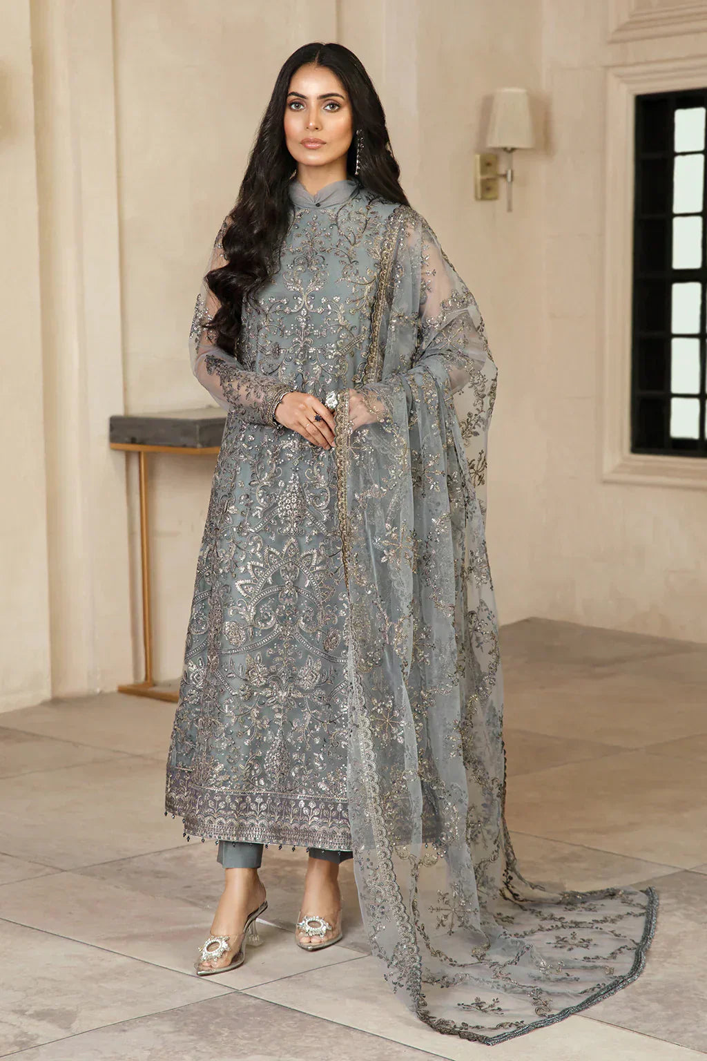 Zarif | Gulzaar Festive Chiffon 22 | Hazel - by - Libasekhas UK - Registered Vendor of : Zarif - 100% Original Designer Dresss