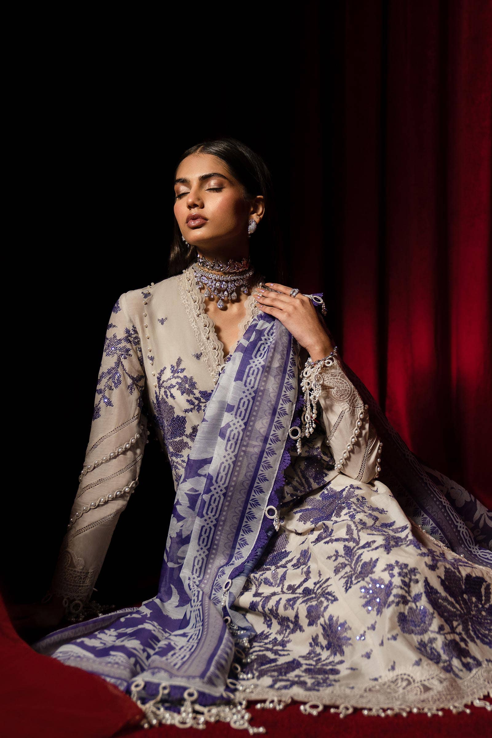 Sana Safinaz | Luxury Collection 24 | L241-008B-3CV - by - Libasekhas UK - Registered Vendor of : Sana Safinaz - 100% Original Designer Dresss