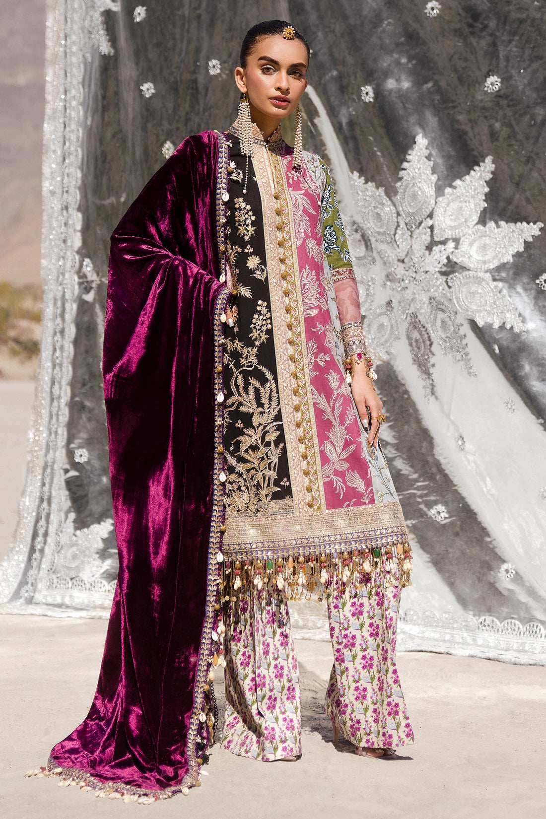 Sana Safinaz | Winter Shawl 24 | Velvet S241-006A-3CP - Libasekhas