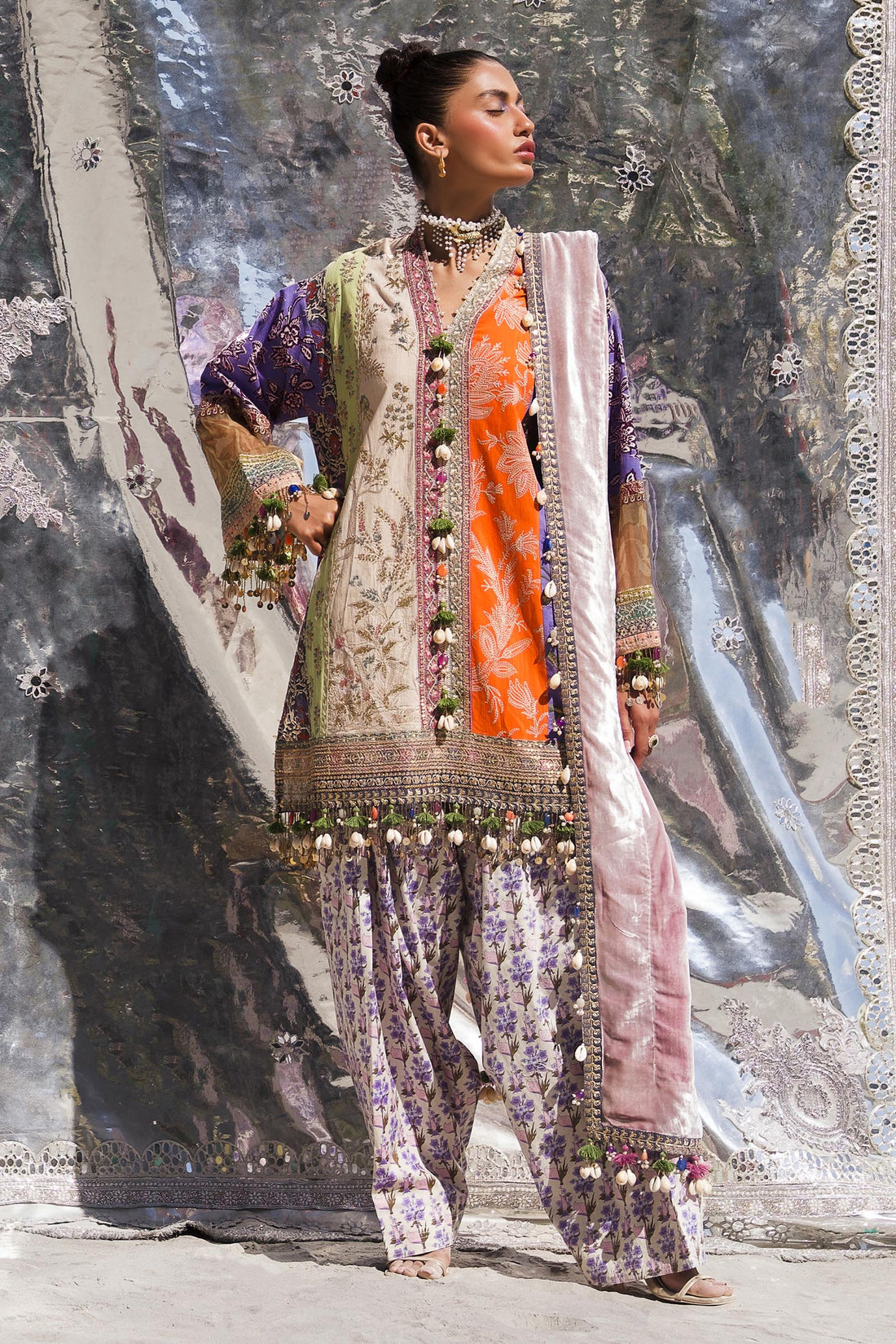 Sana Safinaz | Winter Shawl 24 | Velvet S241-006B-3CP - Libasekhas
