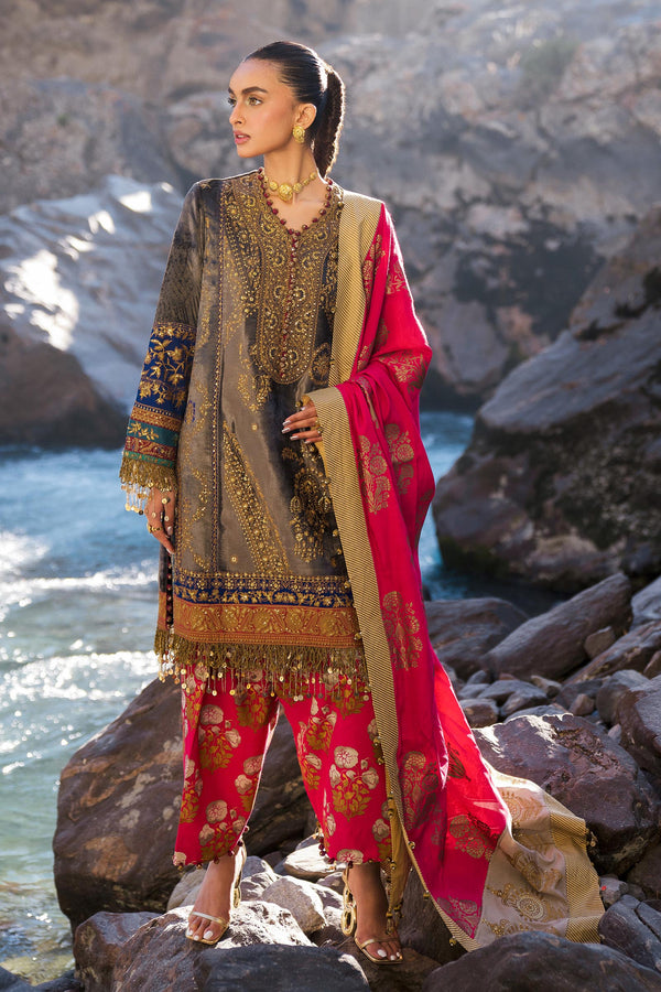 Sana Safinaz | Winter Shawl 24 | Velvet V241-004-3CP - by - Libasekhas UK - Registered Vendor of : Sana Safinaz - 100% Original Designer Dresss