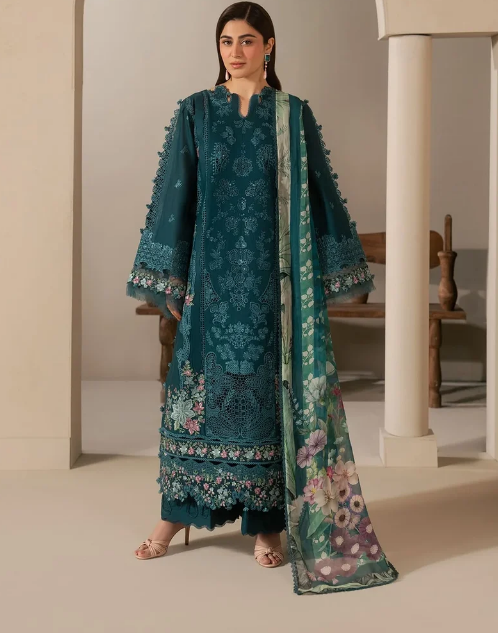 Elaf Premium | E Craft Chikankari 26 | EHC-2A MOSS - by Libasekhas UK - Registered Vendor of : Elaf Premium - 100% Original Designer Dress