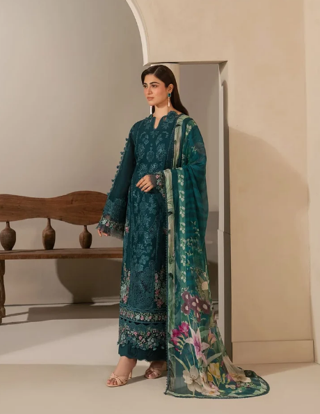 Elaf Premium | E Craft Chikankari 26 | EHC-2A MOSS - by Libasekhas UK - Registered Vendor of : Elaf Premium - 100% Original Designer Dress